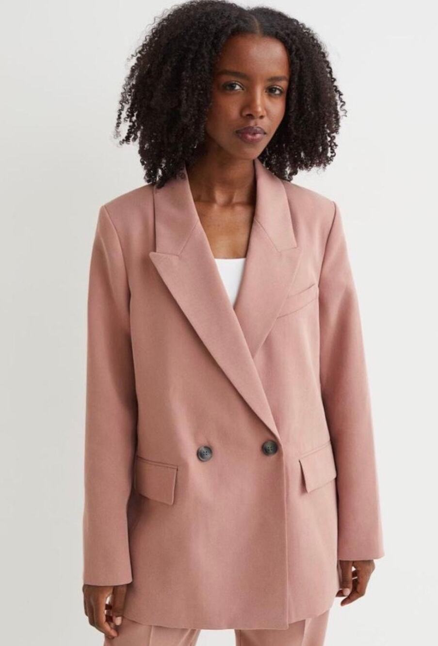 H&M Blush Pink Tailored Oversized Blazer Jacket Plus Size 2XL